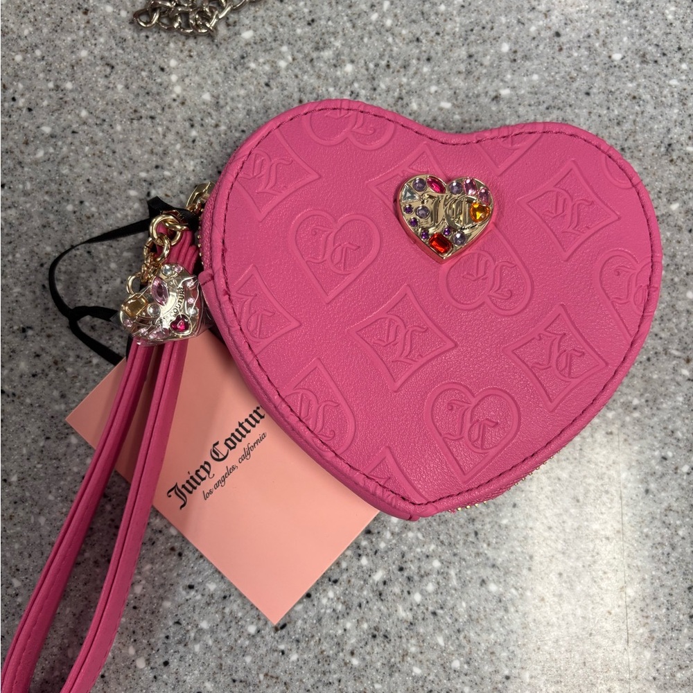 Juicy Couture Pink Embossed Heart Wristlet